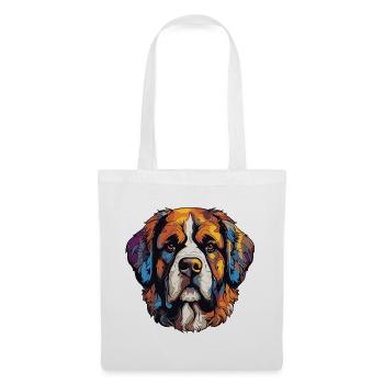 Bunter Hund Kopf Pop-Art - Stoffbeutel - Weiß - Vorne