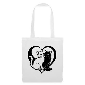 ❤ 🐱 Gatti Innamorati – Amore felino con cuore 2 - Stoffbeutel - Weiß - Vorne