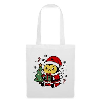 Niedliches Weihnachtsbien-Weihnachtsmann-Geschenk-Maskottchen - Stoffbeutel - Weiß - Vorne