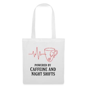 Kaffee und Nachtschichten - Stoffbeutel - Weiß - Vorne