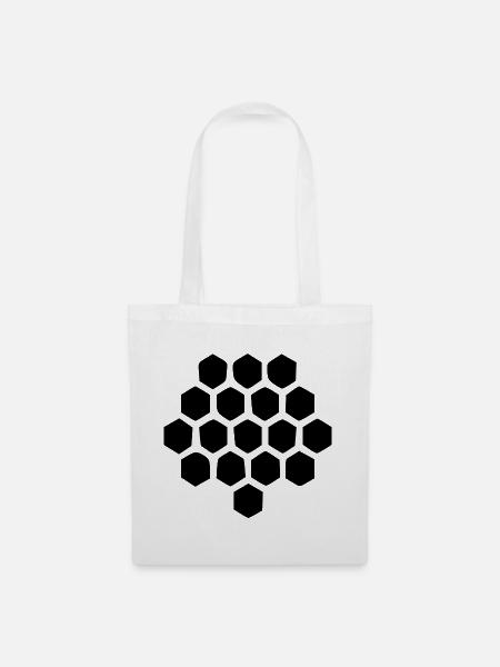 Geometrisches Bienenwabe Imker Geschenk - Stoffbeutel - Weiß