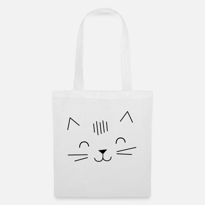 smiley chat - Sac en tissu - blanc