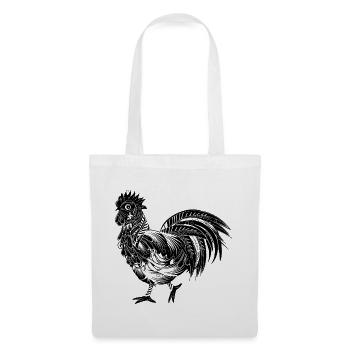 Un coq richement décoré - Sac en tissu - blanc - Devant