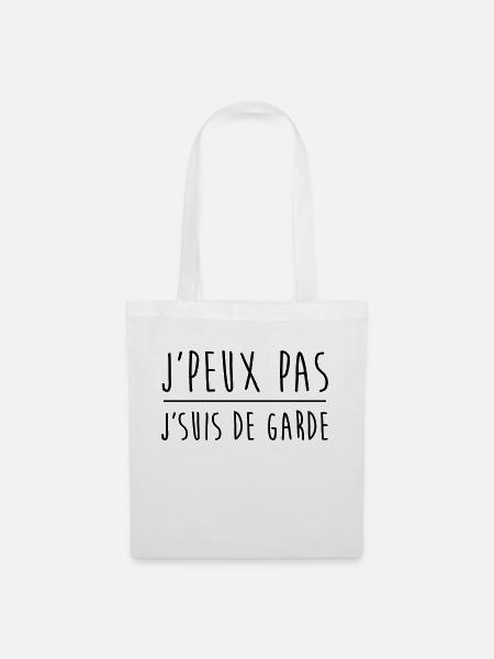 Je peux pas j'suis de garde - Sac en tissu - blanc