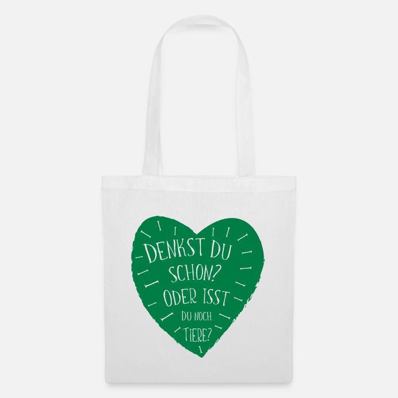 Denk Spruch vegan Tierschutz Tierfreund Geschenk - Stoffbeutel - Weiß
