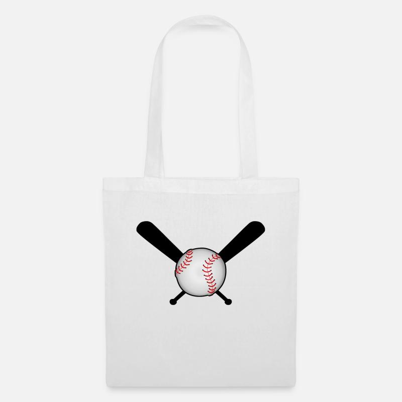 Baseball avec batte de baseball sur croix - Sac en tissu - blanc
