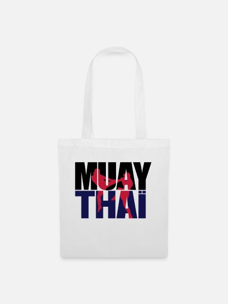 Muay thai logo full Boxe thailandaise - Sac en tissu - blanc