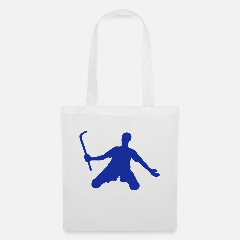 Rollhockey Silhouette Spieler4 - Stoffbeutel - Weiß
