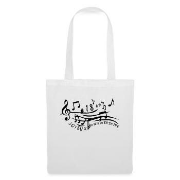 18 ans partition musicale anniversaire - Sac en tissu - blanc - Devant