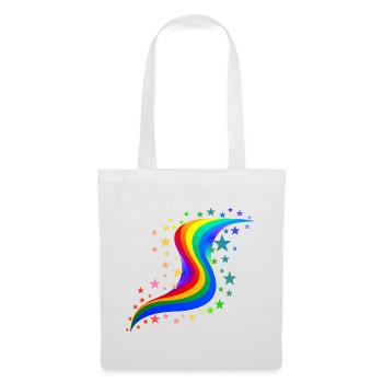 Arc-en-ciel avec étoiles - Rainbow with stars - Sac en tissu - blanc - Devant