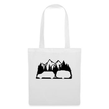 forêt montagne sapin montagnes caravane caravanes - Sac en tissu - blanc - Devant