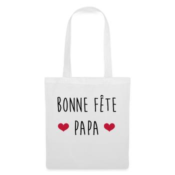Papa Fête des Pères Naissance Bébé Anniversaire - Sac en tissu - blanc - Devant