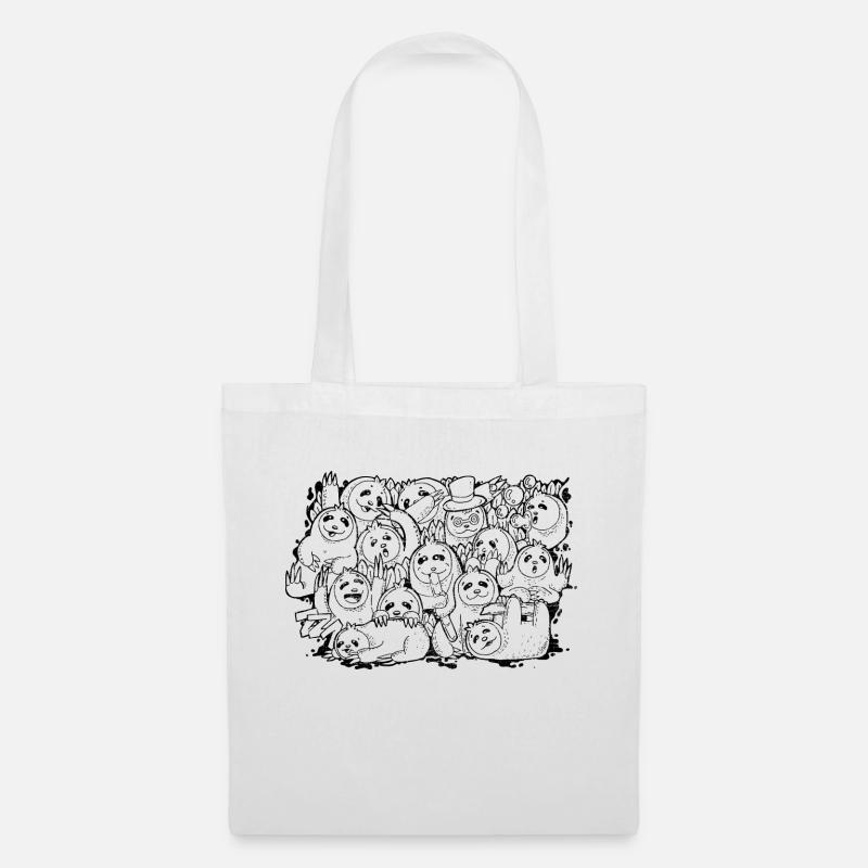 Funny, Crazy, Cute Sloth Doodle - Stoffbeutel - Weiß