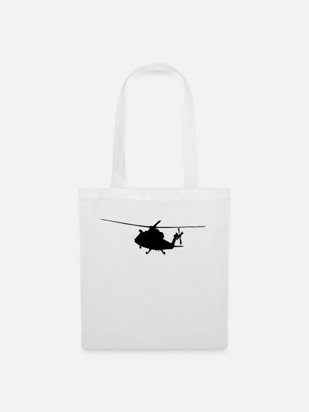 helikopter silhouette - Stoffbeutel - Weiß