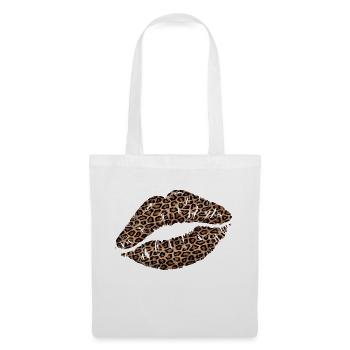 Guépard motifs lèvres - Sac en tissu - blanc - Devant