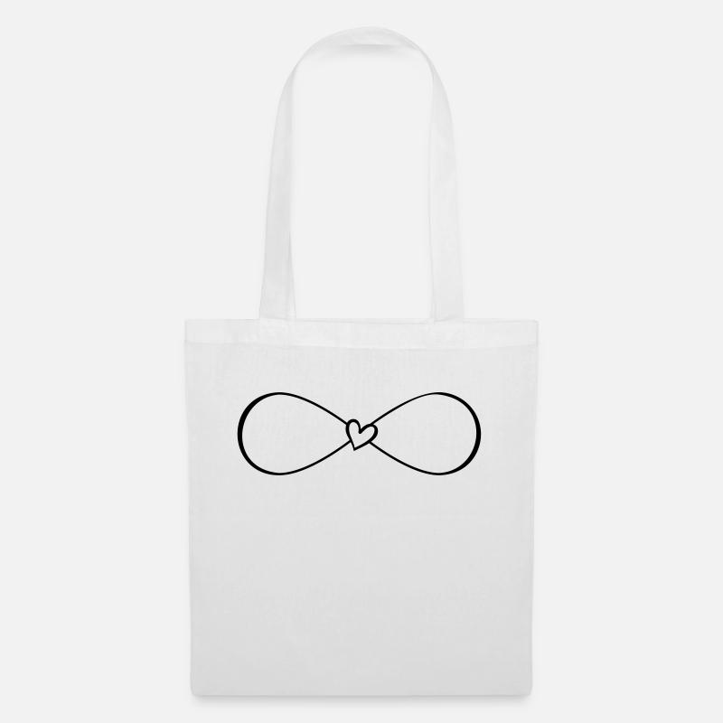 Unendlich Symbol Infinity mit Herz - Stoffbeutel - Weiß