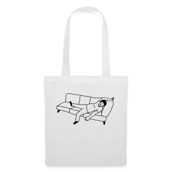 Homme endormi sur le canapé - Sac en tissu - blanc - Devant