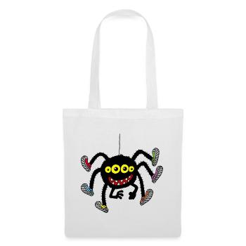 Spinne in bunten Schuhen - Stoffbeutel - Weiß - Vorne