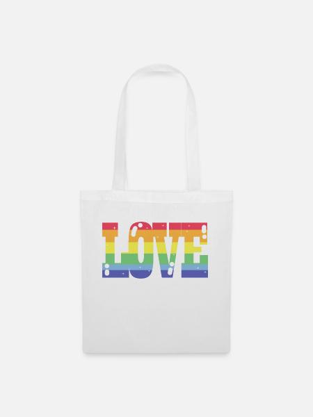 Pride Love Regenbogenfahne - Stoffbeutel - Weiß