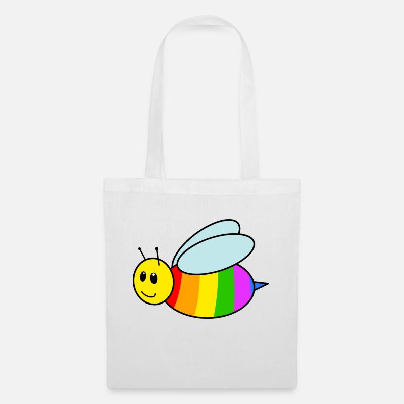 Die Regenbogen Biene - Stoffbeutel - Weiß