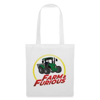 Farm and Furious - Humor Parody Tractor - Tote Bag - white - Front