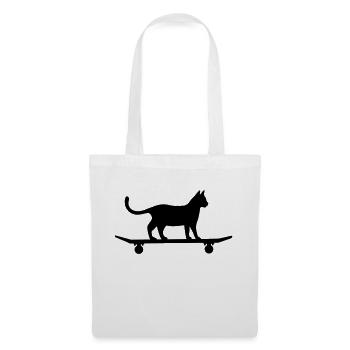 Chat sur skateboard - Sac en tissu - blanc - Devant