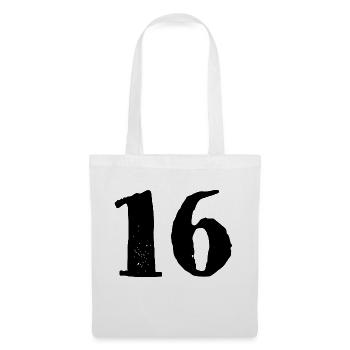 16 Zahl Trikot - Stoffbeutel - Weiß - Vorne