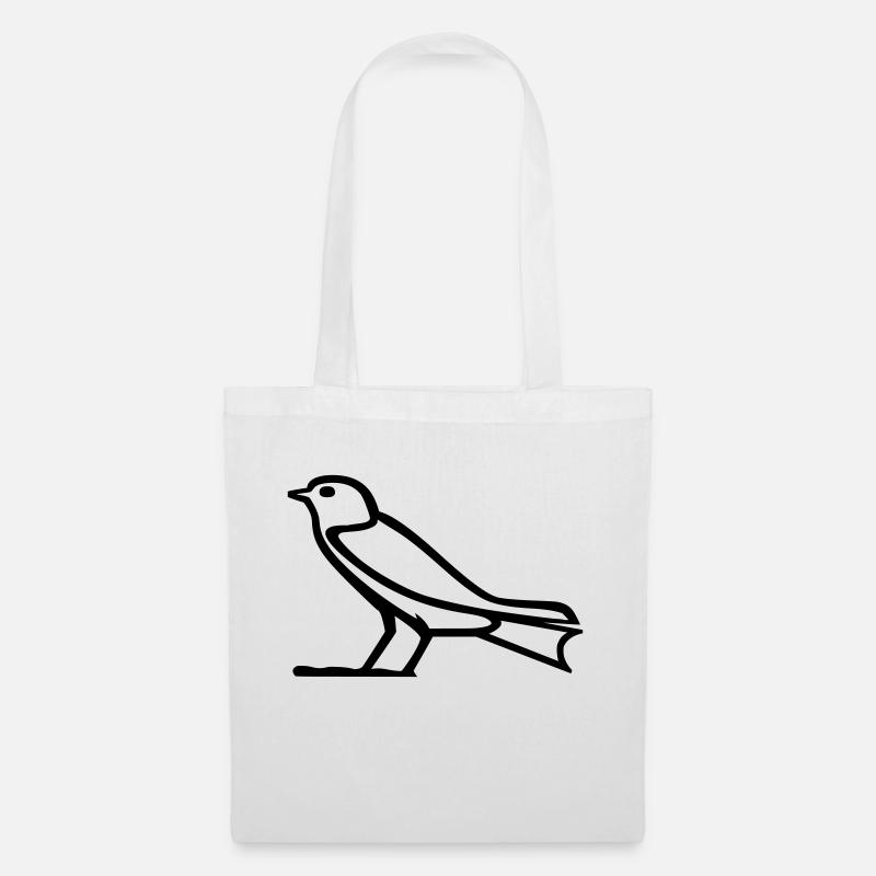 Vogel-Hieroglyphe - Stoffbeutel - Weiß
