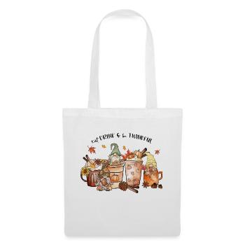 Eat drink and be thankful - Happy Hallothanksmas - Sac en tissu - blanc - Devant