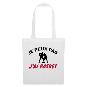 je peux pas j ai basket / cadeau humour basket - Sac en tissu - blanc - Devant