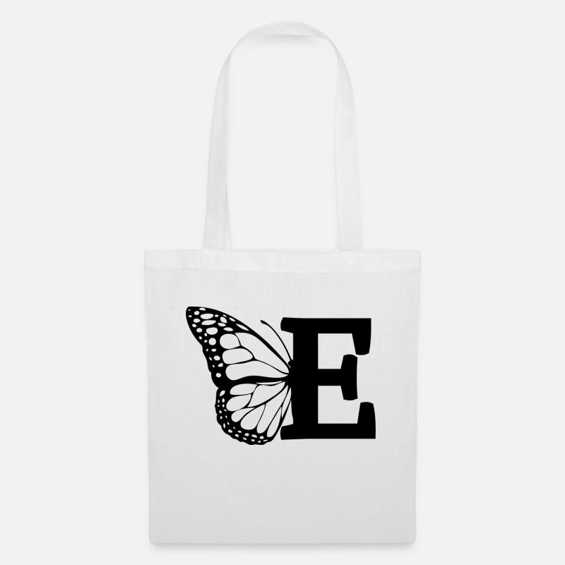 Buchstabe E Schmetterling - Stoffbeutel - Weiß