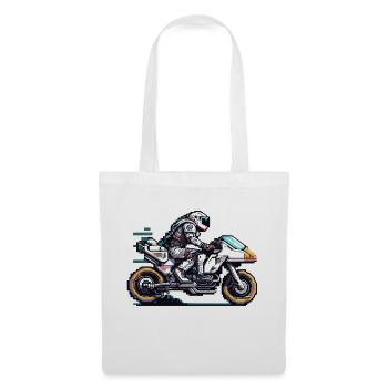 Ein Astronaut fährt ein 8 Bit Motorrad der Zukunft - Stoffbeutel - Weiß - Vorne