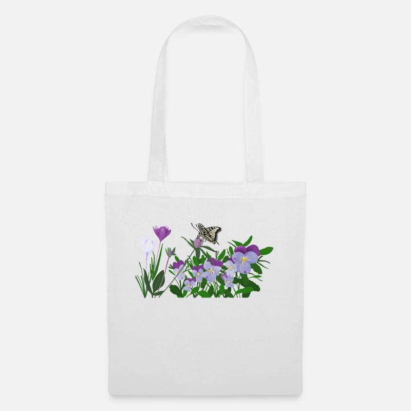 Frühlingsblumen - Stoffbeutel - Weiß