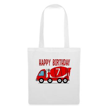 Betonmischer Happy Birthday 7 - Stoffbeutel - Weiß - Vorne