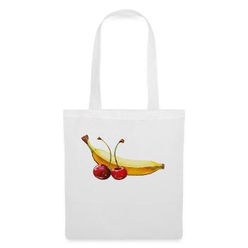 banane kirschen - Stoffbeutel - Weiß - Vorne
