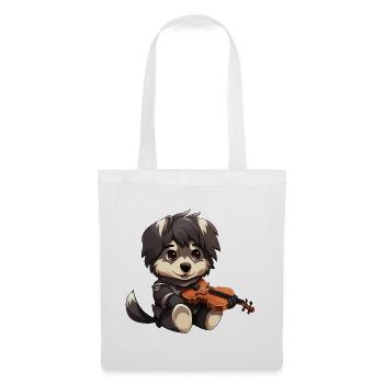 Husky Berger Chien avec Violon – Comédie Musicale - Sac en tissu - blanc - Devant