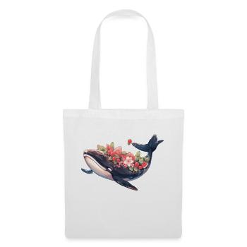 Whale with Flowers and Fruits Whale Artwork - Tote Bag - white - Front