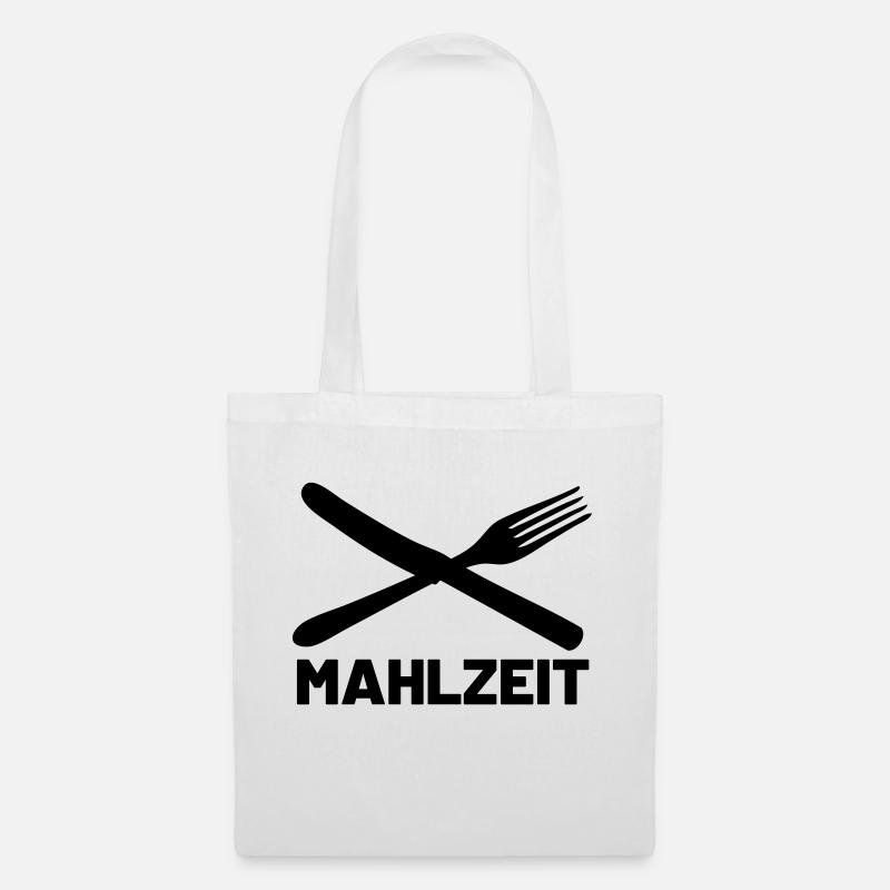 Mahlzeit Messer und Gabel - Stoffbeutel - Weiß