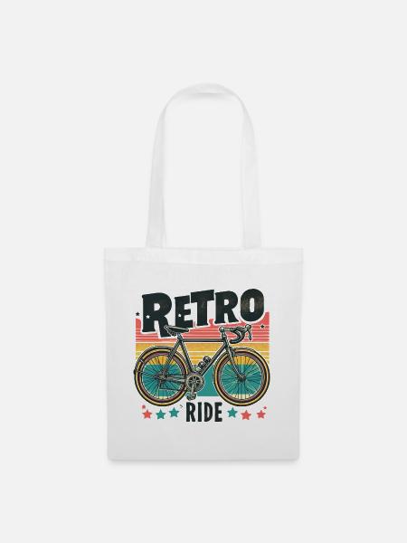 Retro Fahrrad mit Sonnenuntergang Hintergrund - Stoffbeutel - Weiß
