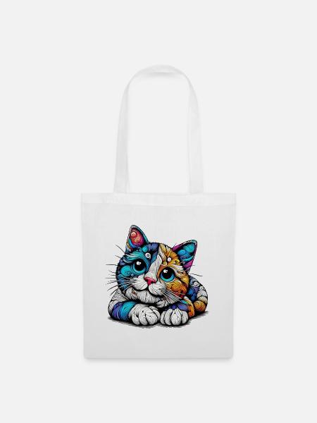 Katze - Stoffbeutel - Weiß