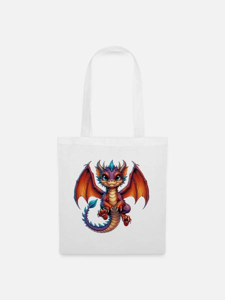 Drache - Stoffbeutel - Weiß