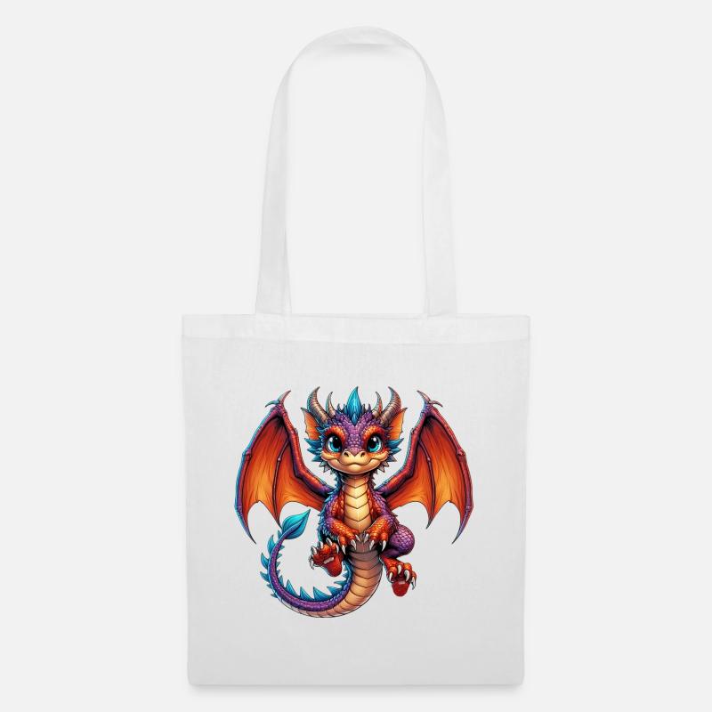 Drache - Stoffbeutel - Weiß