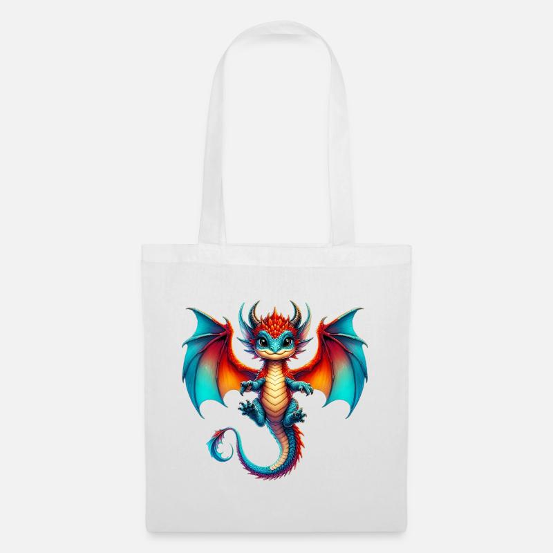 Drache - Stoffbeutel - Weiß