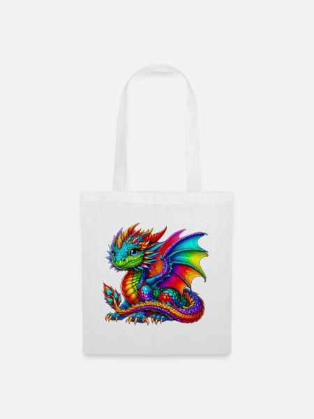 Drache - Stoffbeutel - Weiß