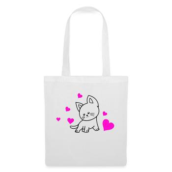 cat love 01 - Stoffbeutel - Weiß - Vorne