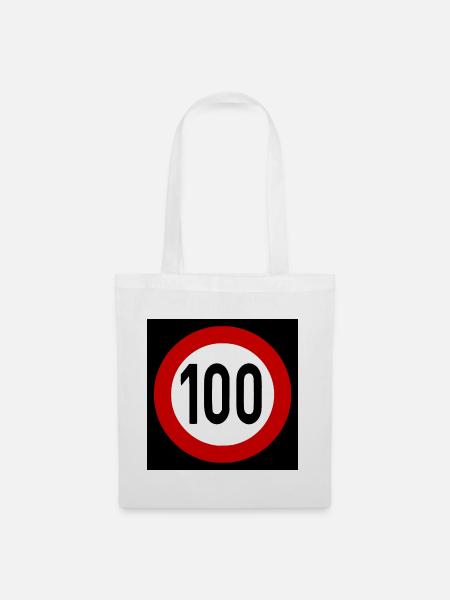 Geschwindigkeitsszeichen TempoLimit 100 Schild - Stoffbeutel - Weiß