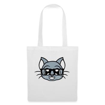Smart Nerd Cat Horn-Rimmed Glasses Geek Kitten Glasses - Tote Bag - white - Front