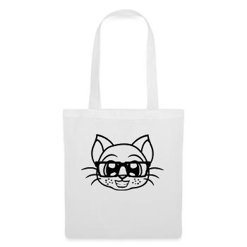 Smart Nerd Cat Horn-Rimmed Glasses Geek Kitten Glasses - Tote Bag - white - Front