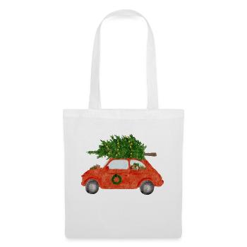 Weihnachtsauto - Stoffbeutel - Weiß - Vorne