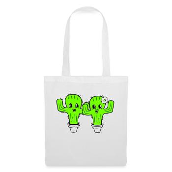 2 Cactus Paire Plantes Cactus Épineux Amour - Sac en tissu - blanc - Devant